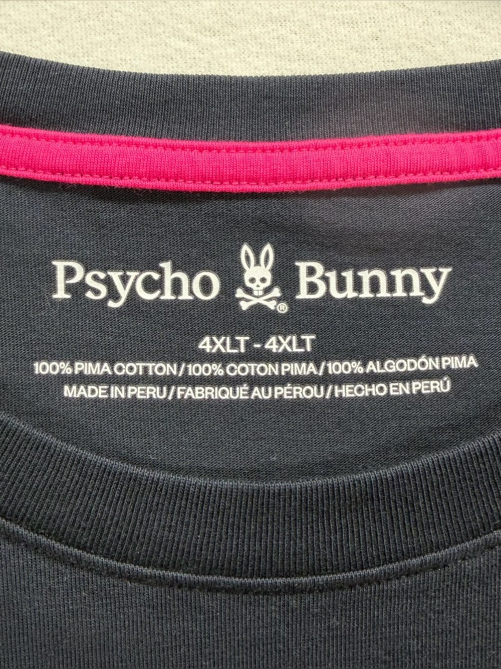 Psycho Bunny Black Short Sleeve T-shirt Pink/Orange Embroidered Logo Size 4XLT - Picture 5 of 8